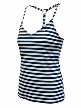 Kona Sol Navy and White Striped Racerback Tankini Top